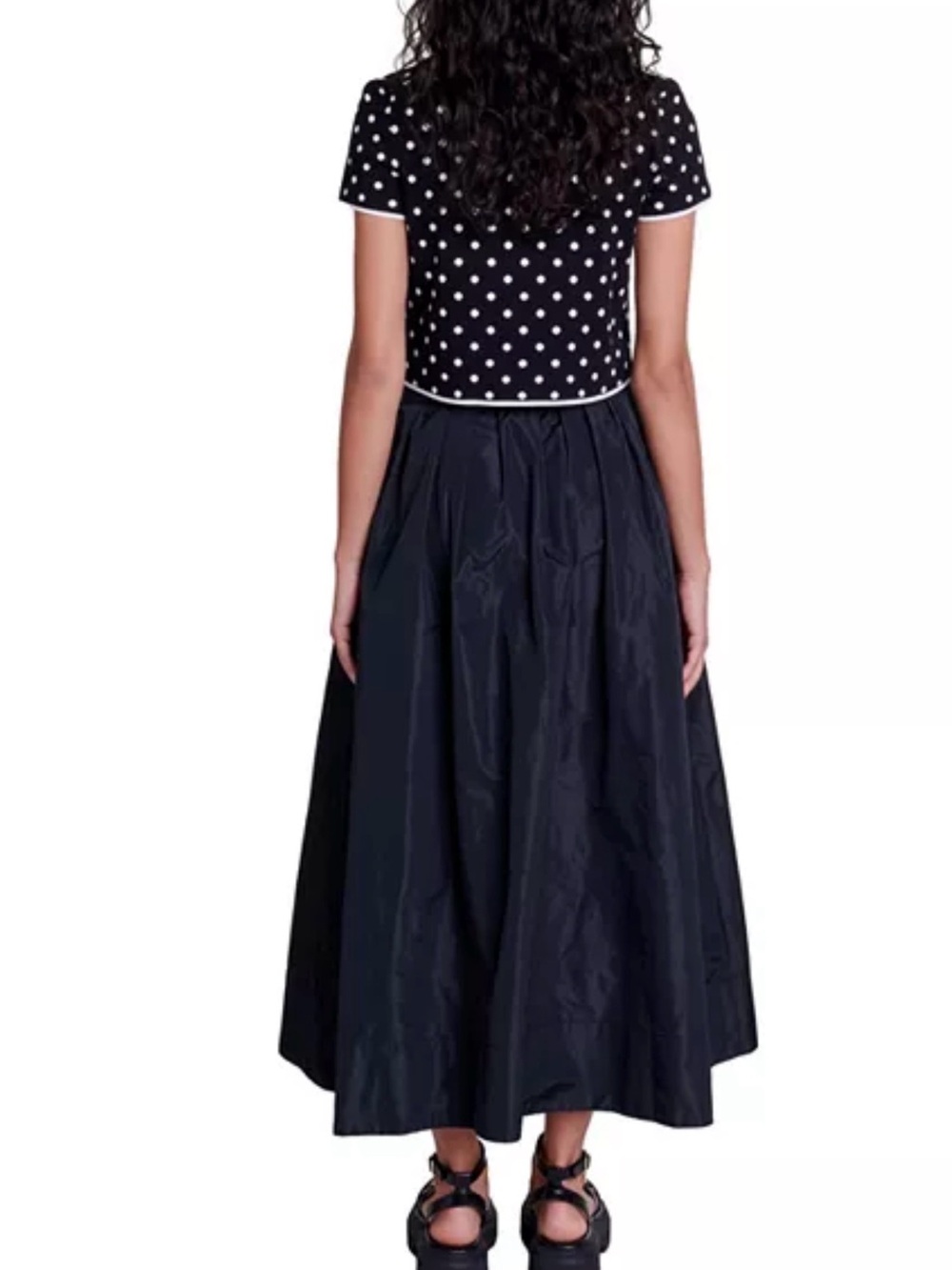 Maje Black Full A-Line Midi Skirt - Picture 2 of 5